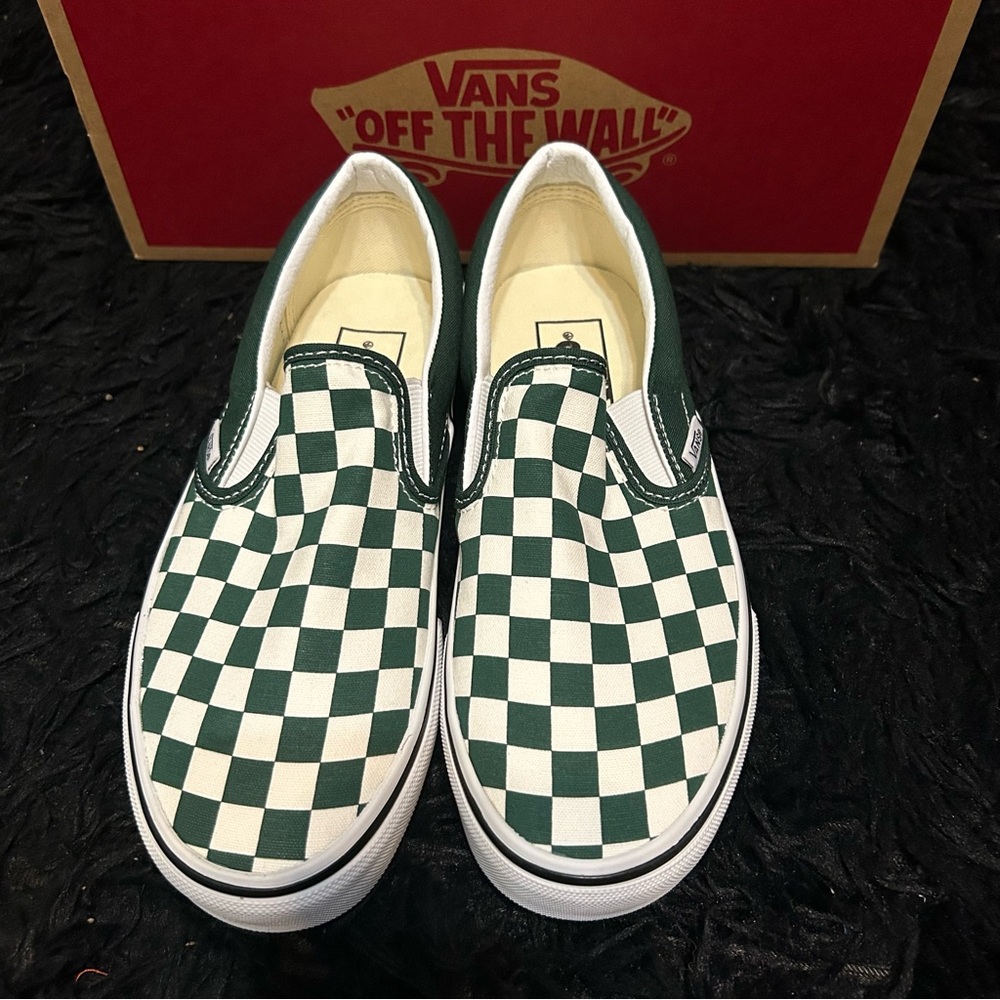 VANS off the wall checkerboard green slip on shoes sneakers women’s 7 new - Picture 6 of 7